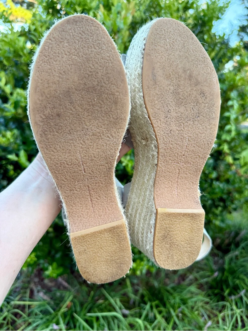 Dolce Vita Lesly Espadrille Platform Wedge Sandals Light Gray Suede 8
